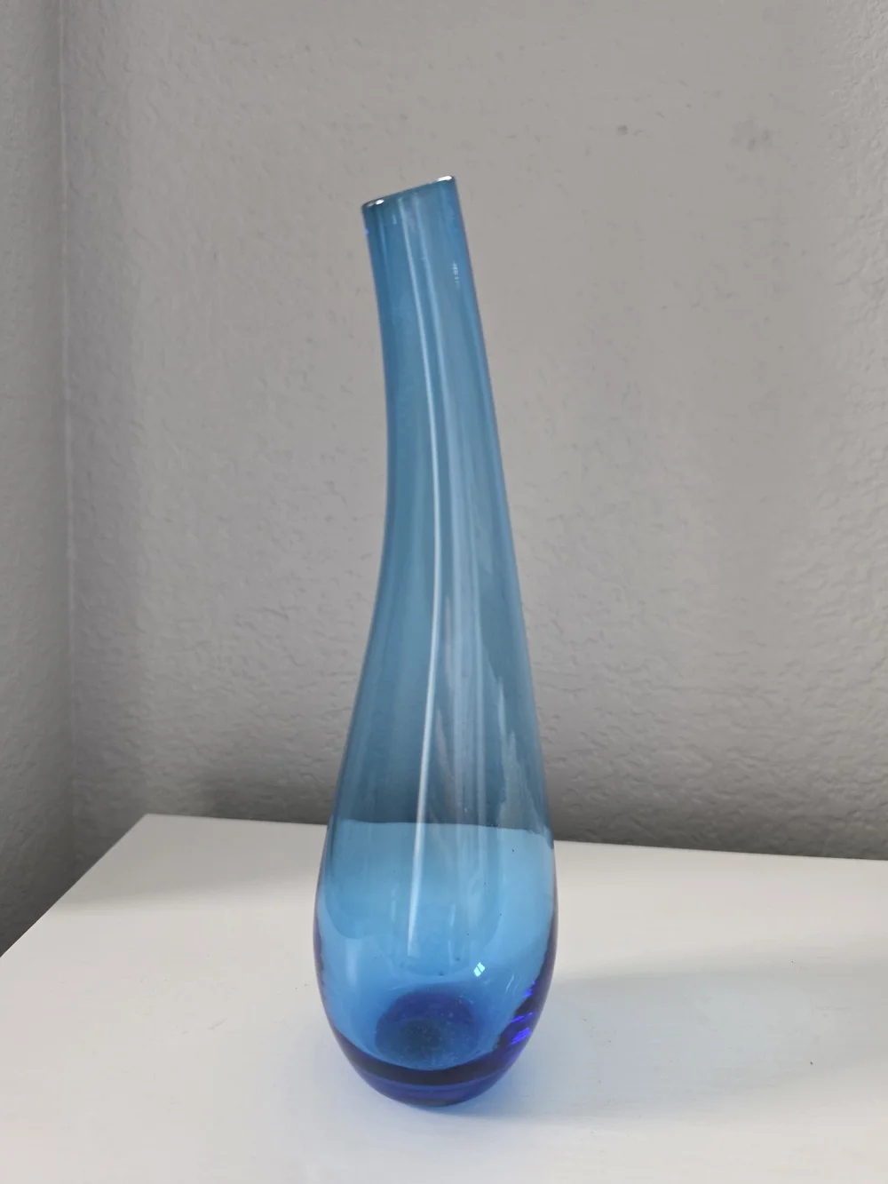 Handblown Blue Glass Bud Vase